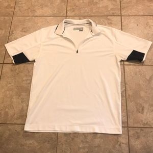 White and black Cutter & Buck polo shirt